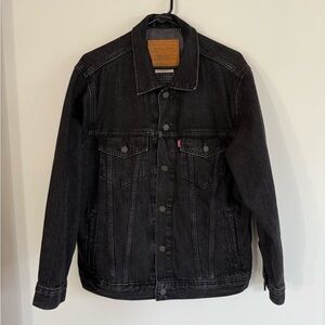 Levi's Premium Big E Dark Denim Black, Men's Small Trucker Jacket Relaxed